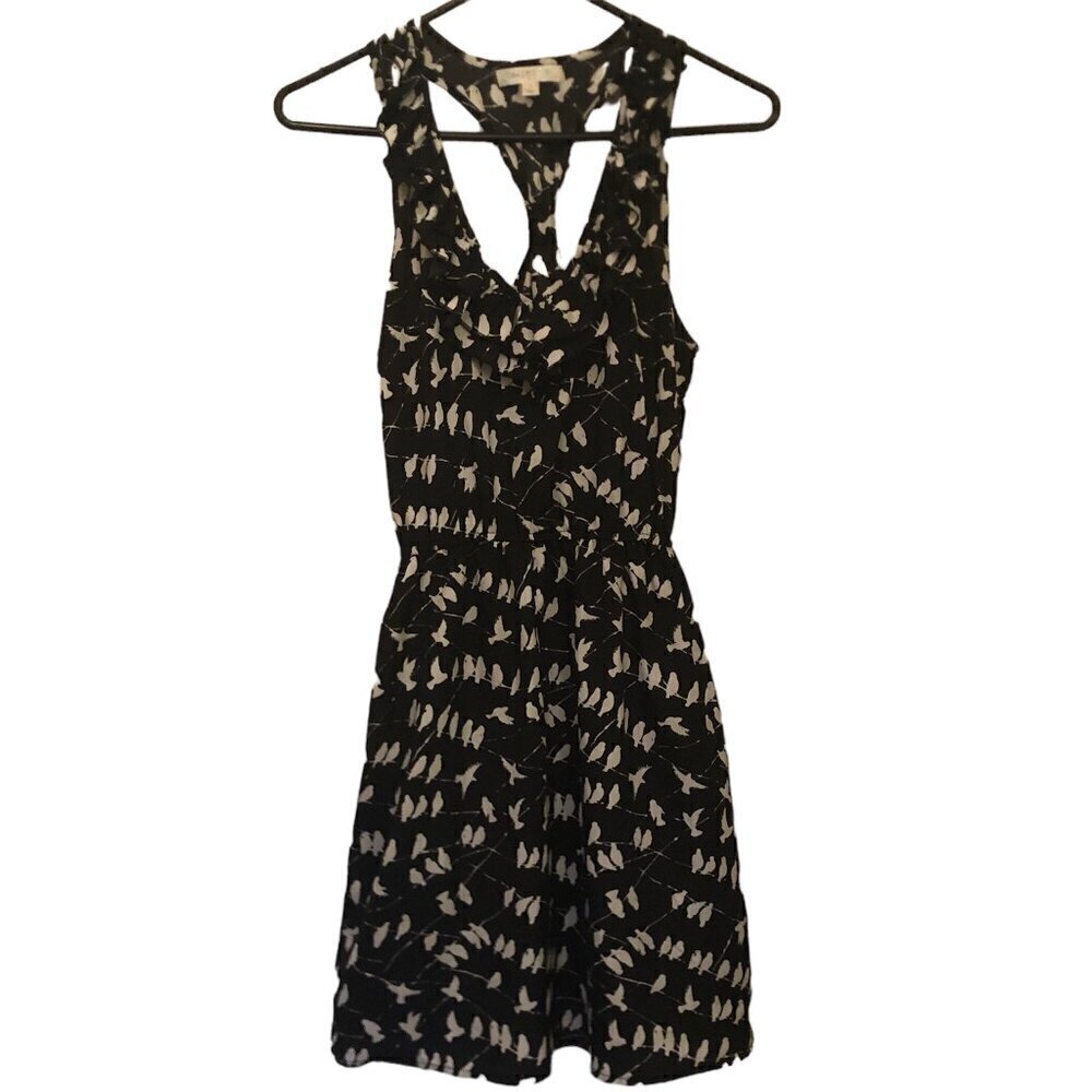 love, Fire black/white bird print dress w/ pockets sz S